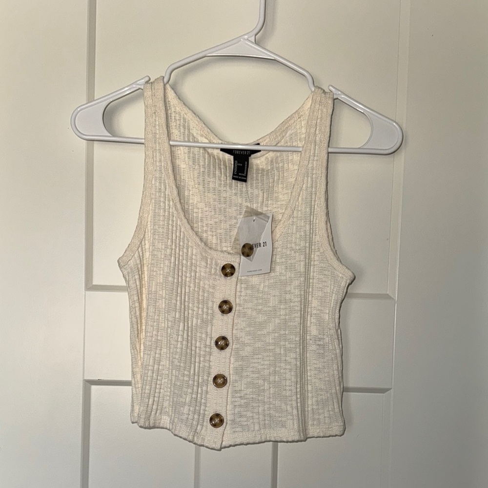 Cream Button-Down Women's Top